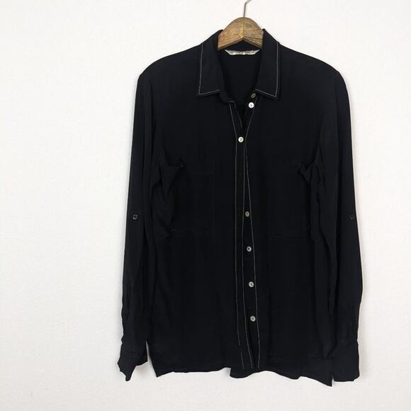 Summum Woman Black Button Down Shirt Size S - Picture 3 of 6